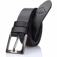 Paski - Gracio Elegancki Skorzany Pasek Meski 90 cm KROTKI Czarny Srebrna Klamra - miniaturka - grafika 1