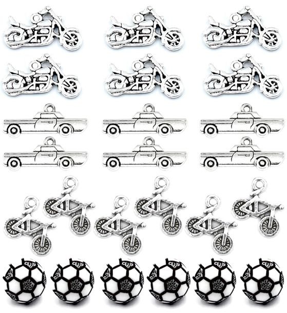 Zawieszki Charms Pojazdy Motor Samochód Rower Piłka Walentynki Mix 24szt