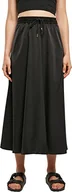 Spódnice - Urban Classics Ladies Satin Midi Skirt damska długa spódnica czarna Basics, Streetwear, czarny, M - miniaturka - grafika 1