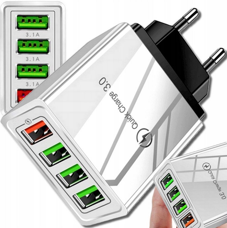Szybka Ładowarka Sieciowa 4X USB QUICK CHARGE 3.0 Zasilacz Telefonu iPhone