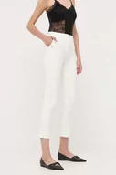 Spodnie damskie - Morgan spodnie damskie kolor beżowy fason cygaretki high waist - miniaturka - grafika 1