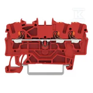 Kostki, złączki, wtyczki - Złączka przelotowa 3-przewodowa, z przyciskami, 2,5 mm2, z otworem pomiarowym, do zastosowań Ex e II oraz Ex i, opis z boku i na środku, na szynę TS - miniaturka - grafika 1