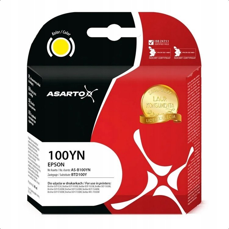 Tusz Asarto Tusz Asarto do Brother 100YN BTD100Y 48ml yellow
