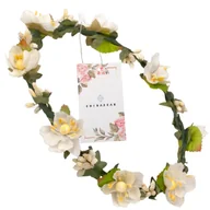 Ozdoby do włosów - Wianek Opaska do Włosów Na Głowę Biały Róże KWIATY OZDOBA Stroik Boho - miniaturka - grafika 1