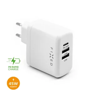 A Plus Ładowarka sieciowa FIXED USB-C PD 2x USB 2.0 45W FIXC45-C2U-WH) Biała - Ładowarki do telefonów - miniaturka - grafika 1