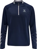 Bluzy męskie - hummel Męska bluza hmlGG12 Action Half Zip Sweat Sweat, granatowa/stopowa, 2XL - miniaturka - grafika 1