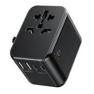 Pozostałe akcesoria do telefonów - WEKOME WP-U03 Pop Digital Series - Ładowarka / Adapter podróżny EU / UK / US / AU + 3x USB-C & 2x USB-A 30W (Czarny) - miniaturka - grafika 1