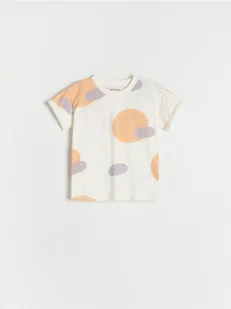 Reserved - T-shirt oversize z nadrukiem - złamana biel - Bluzki dla niemowląt - miniaturka - grafika 1