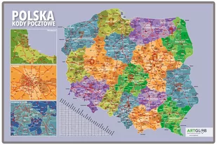 ArtGlob, Polska mapa ścienna kody pocztowe na podkładzie do wpinania - Mapy i plansze edukacyjne - miniaturka - grafika 1