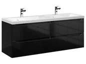 Szafki łazienkowe - Szafka Wisząca Z Umywalką ETH 120 cm DUO - Czarny Wysoki Połysk - miniaturka - grafika 1