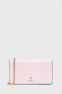 Portfele - Furla portfel skórzany kolor różowy - grafika 1