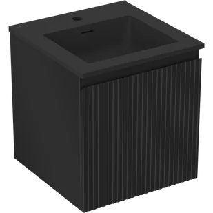 Mexen Rivel szafka łazienkowa 45 cm z umywalką Otis, 1 szuflada, ryflowana , czarna mat - 91A20-04547-1-BF71-W18M71 - Szafki łazienkowe - miniaturka - grafika 1