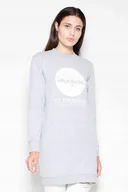 Bluzy damskie - długa BLUZA damska BEZ KAPTURA z nadrukiem szara S/M - miniaturka - grafika 1
