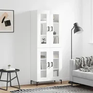 Szafki nocne - vidaXL Witrynka, biała, 69,5x34x180 cm, materiał drewnopochodny - miniaturka - grafika 1