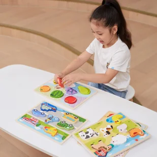 VIGA Drewniane Puzzle Układanka Montessori 2w1 Figurki Farma - Układanki dla dzieci - miniaturka - grafika 7
