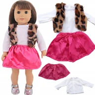 Domki dla lalek - ZESTAW DLA LALKI RÓZOWA SPÓDNICZKA BLUZKA BOLERKO W PANTERKĘ 44CM BOBAS - miniaturka - grafika 1
