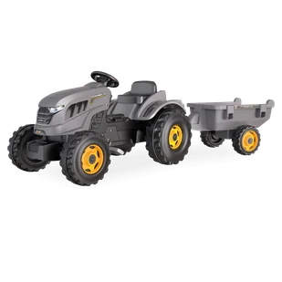 SMOBY Traktor XXL Szary na Pedały z Przyczepką - Jeździki dla dzieci - miniaturka - grafika 1
