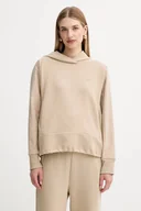 Bluzy damskie - BOSS bluza damska kolor beżowy z kapturem gładka 50553638 - miniaturka - grafika 1