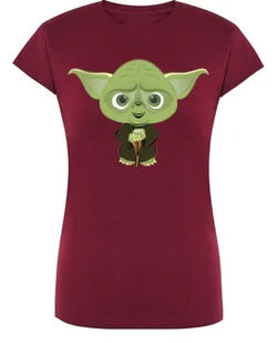 T-Shirt damski nadruk fun art zielony YODA r.S - Koszulki i topy damskie - miniaturka - grafika 1