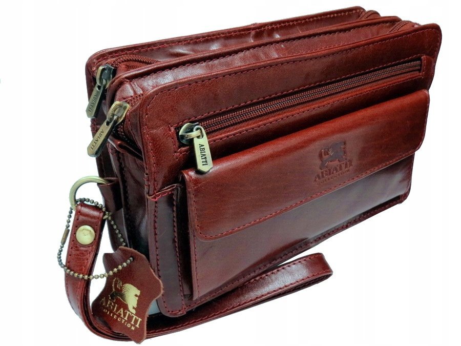 EKSKLUZYWNA SKÓRZANA SASZETKA ABIATTI SKÓRA BRĄZ !