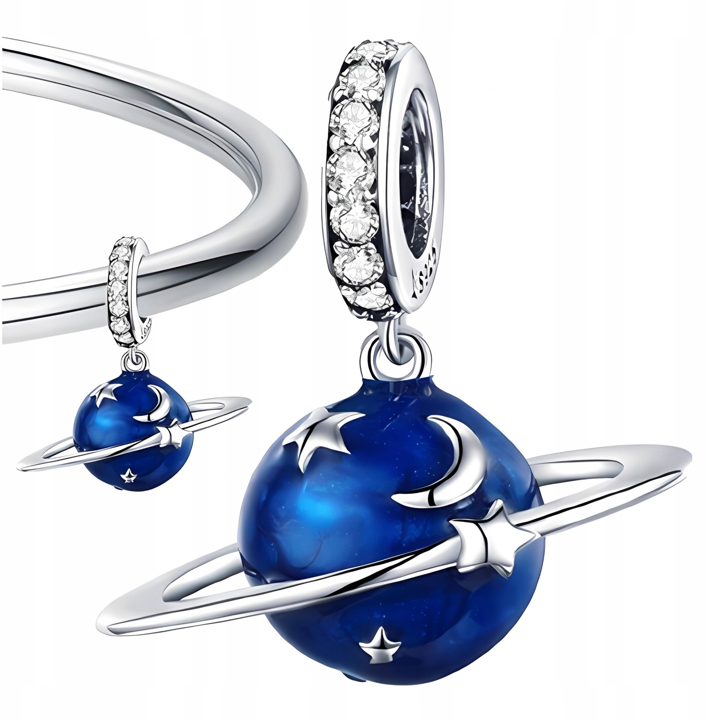 Ivybands CHARMS srebro pr 925 PLANETA GWIADY KSIĘŻYC zawieszka SREBRNA KOSMOS BEADS