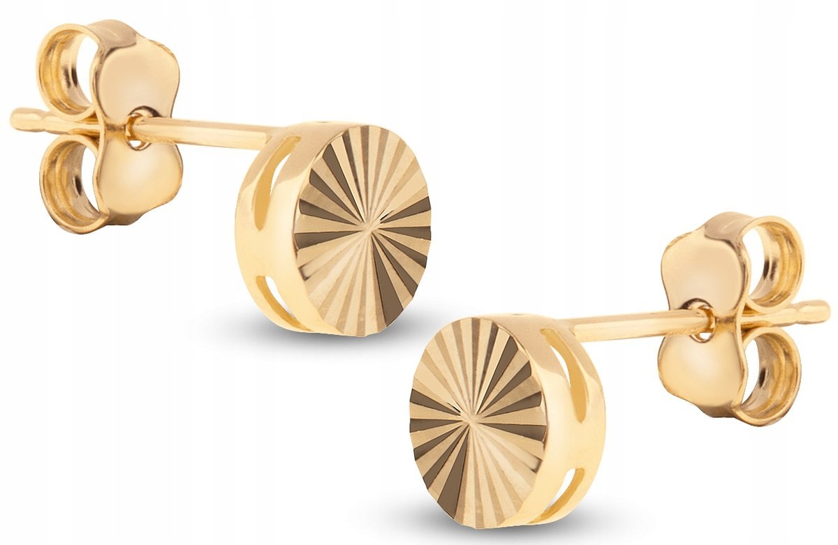 ZŁOTE DIAMENTOWANE KOLCZYKI NA SZTYFT KÓŁKA KÓŁECZKA 14KT 585