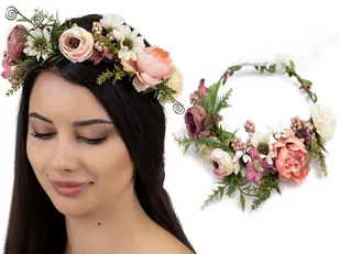 WIANEK na głowę BOHO kwiaty ŚLUBNY rustykalny - Ozdoby do włosów - miniaturka - grafika 1