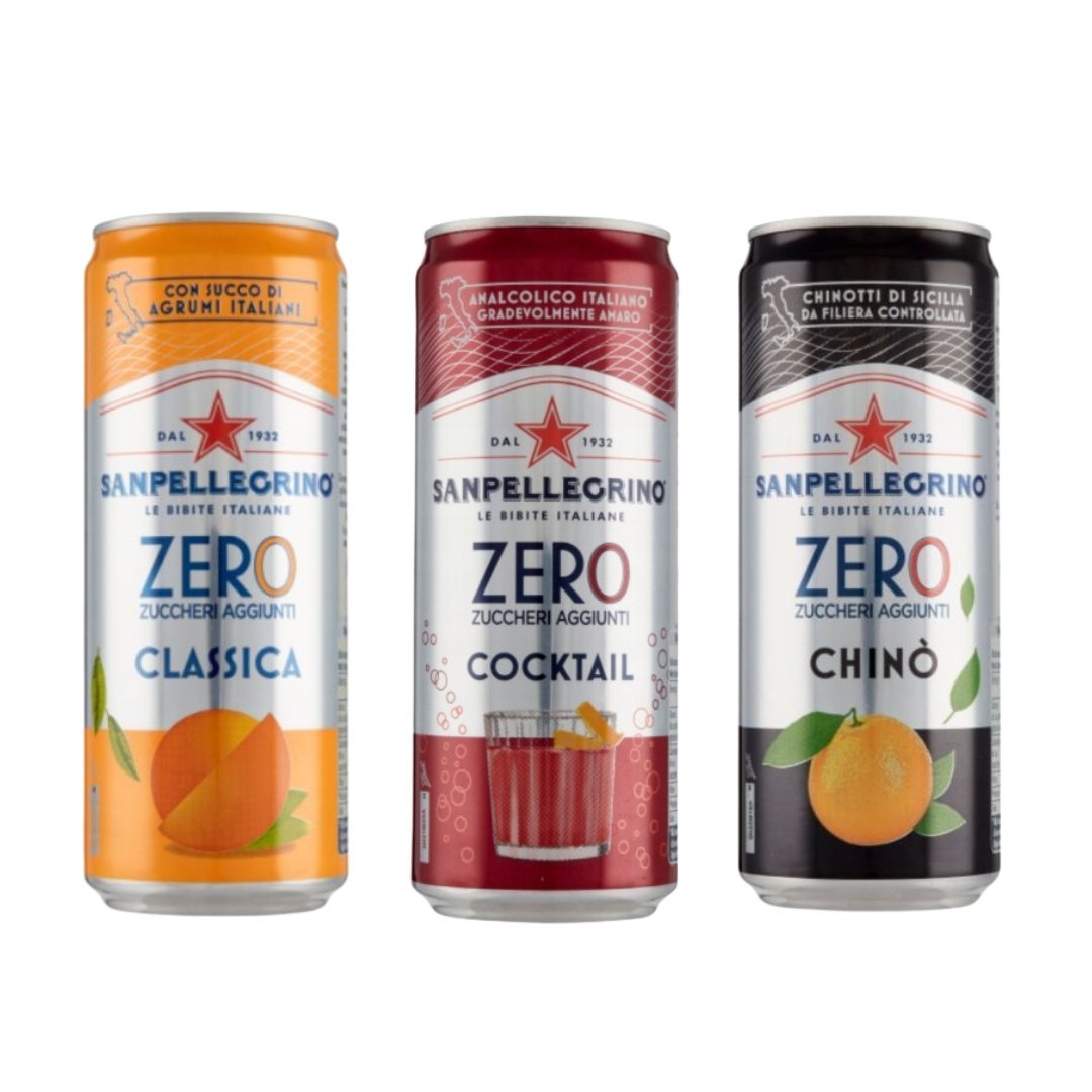 San Pellegrino Zero - Zestaw 3 Włoskie Smaki 3 x 330ml Orzeźwiający Napój Bez Cukru, Włoska Jakość