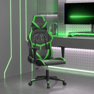 vidaXL Fotel gamingowy, czarno-zielony, sztuczna skóra - Fotele gamingowe - miniaturka - grafika 1