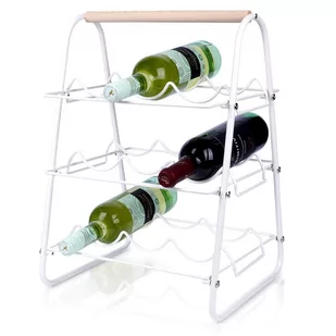 Stojak na wino metalowy biały 9 butelek 33x29x46 cm - Pozostałe akcesoria barmańskie - miniaturka - grafika 1