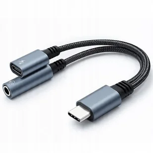Adapter USB-C 2w1 USB-C Jack 3.5mm PD 15W 10cm - Adaptery i przejściówki - miniaturka - grafika 1