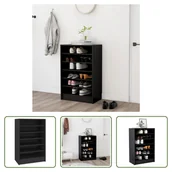 Szafki na buty - The Living Store Szafka na buty czarna 60x35x92 cm materiał drewnopochodny - miniaturka - grafika 1