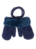 Rękawiczki dla dzieci - Rękawiczki Chłopięce Podwójne Granatowe Z Futrzanym Mankietem 10 Cm Yoclub - miniaturka - grafika 1