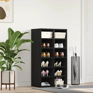 vidaXL Szafka na buty, czarny dąb, 54x34x100,5 cm - Pokrowce na ubrania - miniaturka - grafika 1