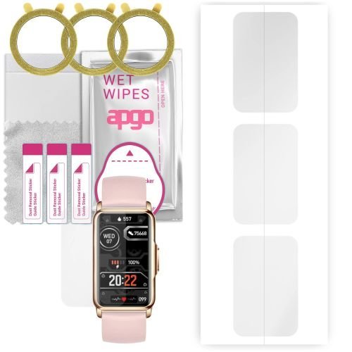 3x folia ochronna hydrożelowa do Rubicon RNCF04 - apgo Smartwatch Hydrogel Protection Ochrona na ekran smartwatcha