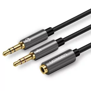 UGREEN Rozdzielacz audio AUX słuchawki + mikrofon do kabel mini jack 3,5 mm, 28cm UGR233 - Kable - miniaturka - grafika 1