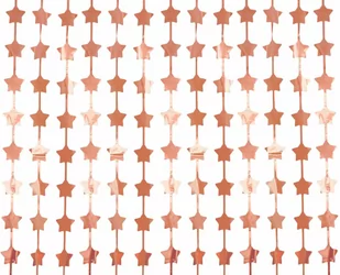 Kurtyna Gwiazdki metaliczna różowe złoto - 100 x 200 cm - Sylwester - miniaturka - grafika 1