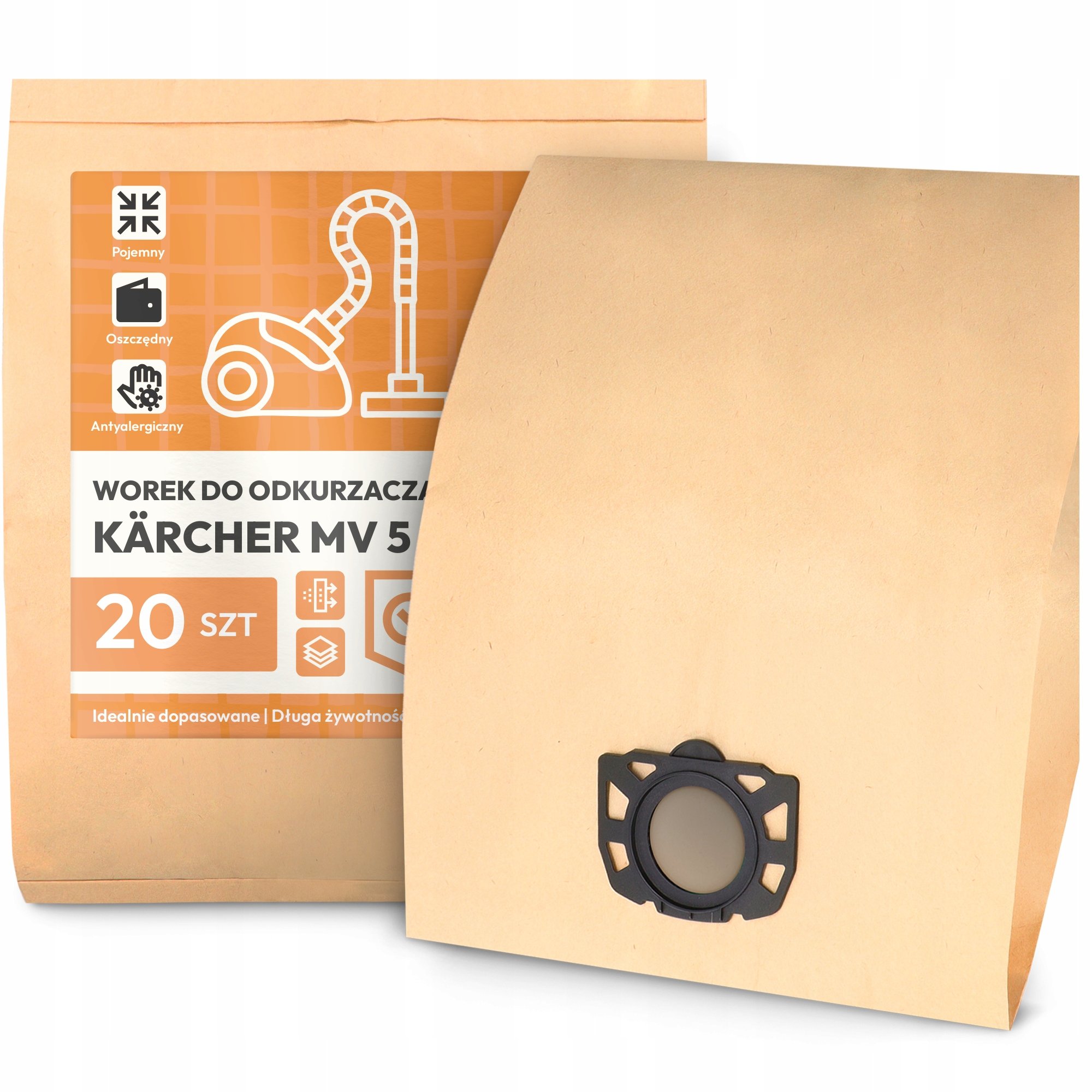20x Worek do Odkurzacza Kärcher MV 5 P Papierowy Pojemny Torba Worki 2A-W