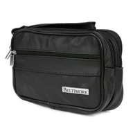 Nerki - Saszetka męska skórzana do ręki czarna dwukomorowa Beltimore X49 czarny - miniaturka - grafika 1