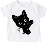 Koszulki dla dziewczynek - koszulka z kotem dla dziecka kot czarny 3 - miniaturka - grafika 1