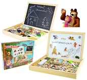Tablice dla dzieci - Tablica Magnetyczna Kredowa 3w1 Magnesy Masza I Niedźwiedź - miniaturka - grafika 1