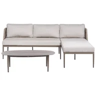 Meble ogrodowe - Narożnik ogrodowy ze stolikiem dla 3 osób LEFFE Lewostronny Beżowy - miniaturka - grafika 1