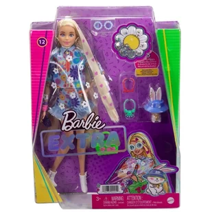 Mattel Lalka Extra #12 Komplet w kwiatki/Blond włosy + króliczek HDJ45 HDJ45 - Lalki dla dziewczynek - miniaturka - grafika 3