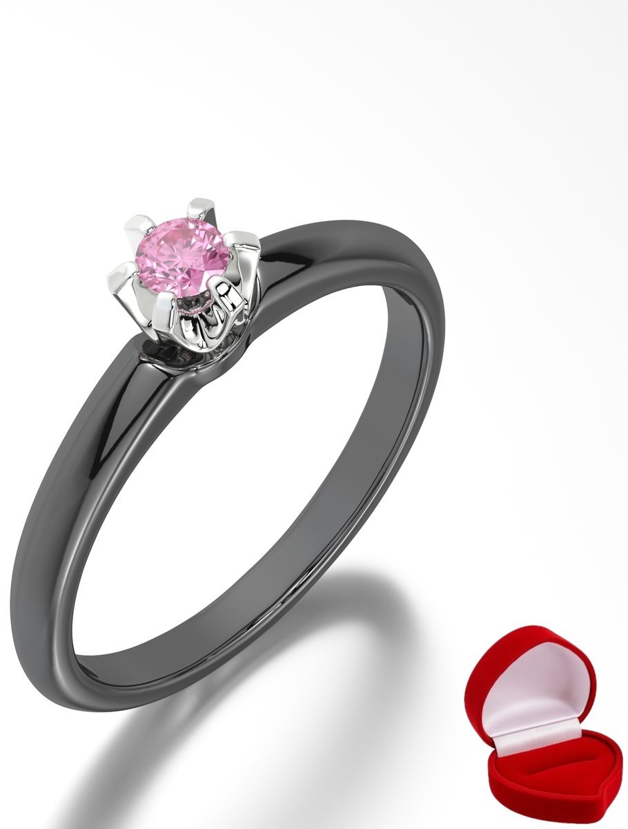 ZŁOTY PIERŚCIONEK ZARĘCZYNOWY 585 14k SZAFIR 0,09 ct CZARNE ZŁOTO R29