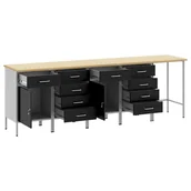 Szafy i regały magazynowe - vidaXL Zestaw 5 Czarny Stal Duży Regulowana Wysokość Szafka Robocza - miniaturka - grafika 1