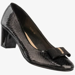 Czółenka Damskie Ekoskóra Buty Na Słupku Z Kokardą Czarne Sergio Leone 11715 Czarny 36 - Botki damskie Czółenka Damskie Ekoskóra Buty Na Słupku Z Kokardą Czarne Sergio Leone 11715 Czarny 36 - Botki damskie - miniaturka - grafika 1