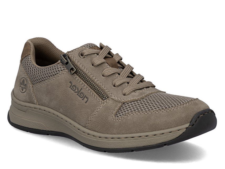 Półbuty męskie Rieker 14300-64 buty skórzane beżowe szerokie tęgość H-47