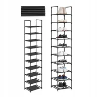 Szafki na buty - Modułowa szafka na buty Wąska Wysoka stojak regał 173cm 10 poziomów Czarna - miniaturka - grafika 1