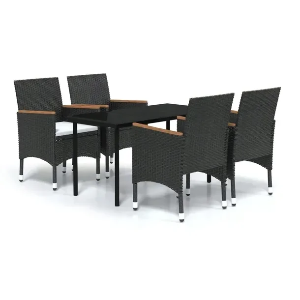 Zestaw mebli ogrodowych czarny, stół 140x70x74 cm, krzesła 52x57x84 cm
