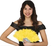 Gadżety na imprezę - Wachlarz Żółty Z Piór - miniaturka - grafika 1